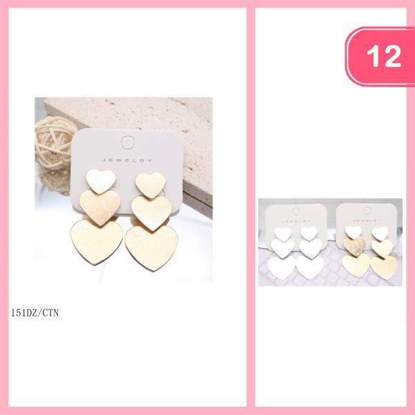 LAYERED HEART DANGLE EARRING (12 UNITS)