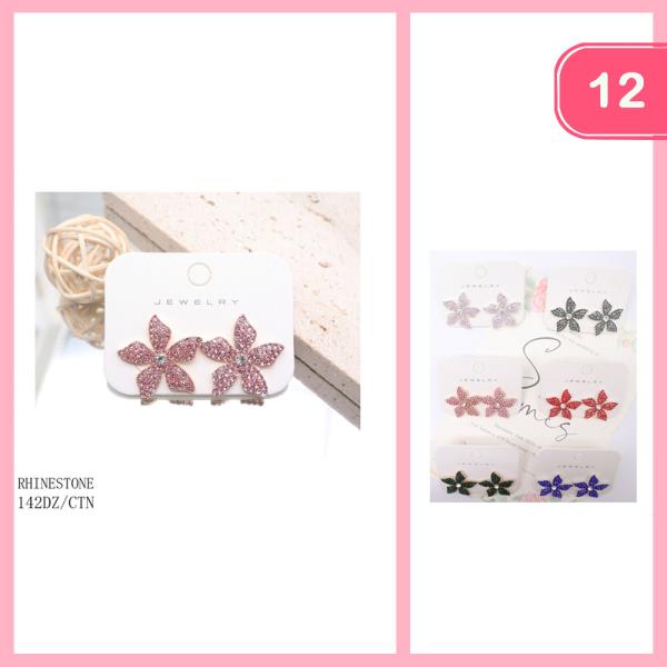 RHINESTONE POST EARRING (12 UNITS)