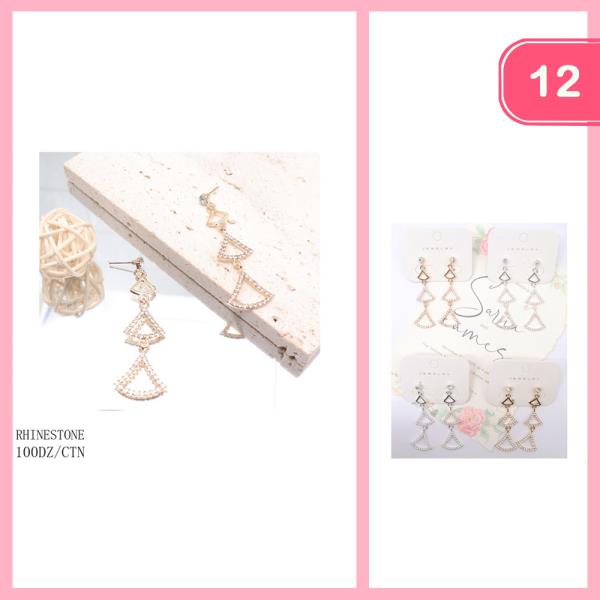 RHINESTONE DANGLE EARRING (12 UNITS)
