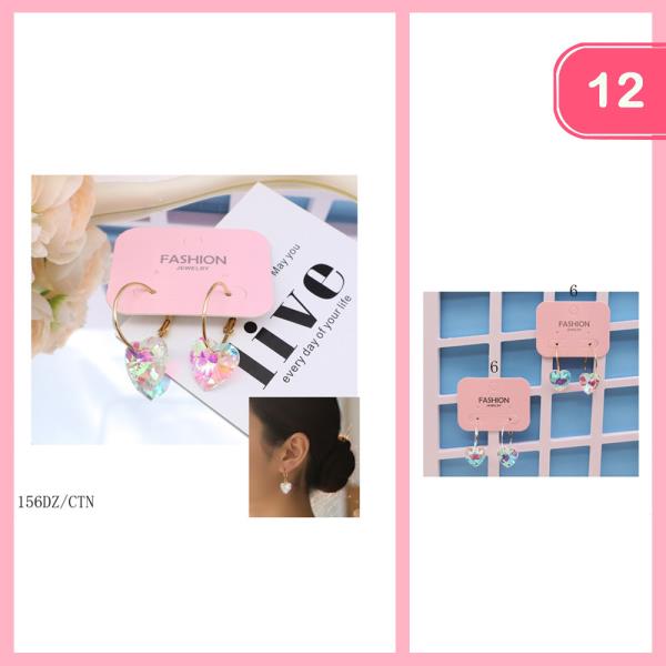 DANGLE HOOP HEART EARRING (12 UNITS)