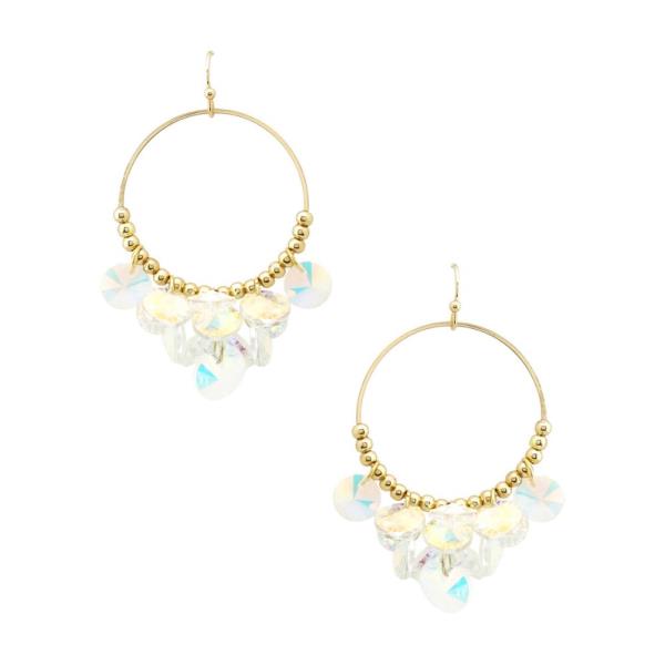 IRIDESCENT BEAD HOOP DANGLE EARRING