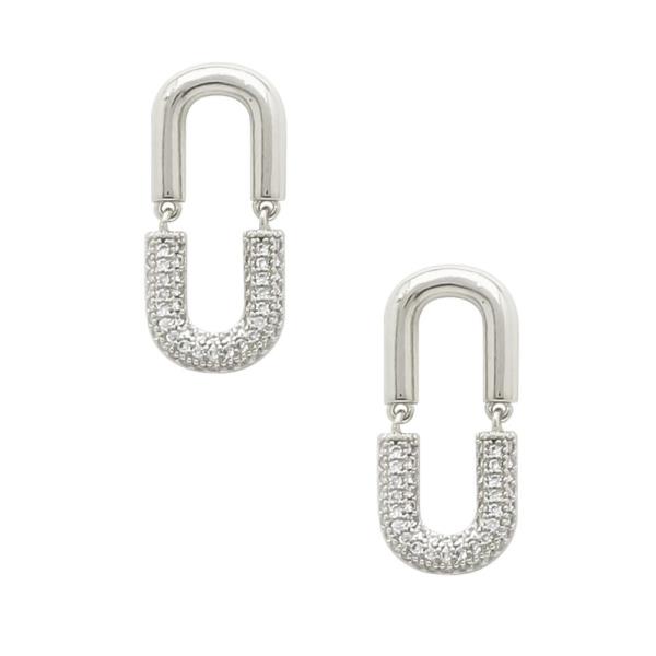 U SHAPE RHINE PAVE STONE EARRING