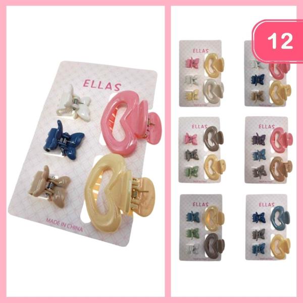 HEART BUTTERFLY HAIR CLAW CLIP (12 UNITS)