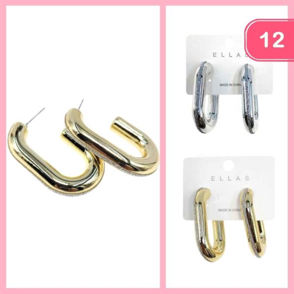 TWO TONE HOOP EARRING (12 UNITS)