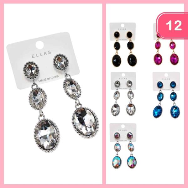 RHINESTONE DANGLE EARRING (12 UNITS)