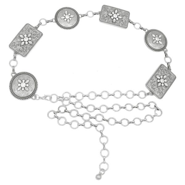PLUS SW SWIRL RS CIRCLE RECTANGLE CONCHO CHAIN BELT