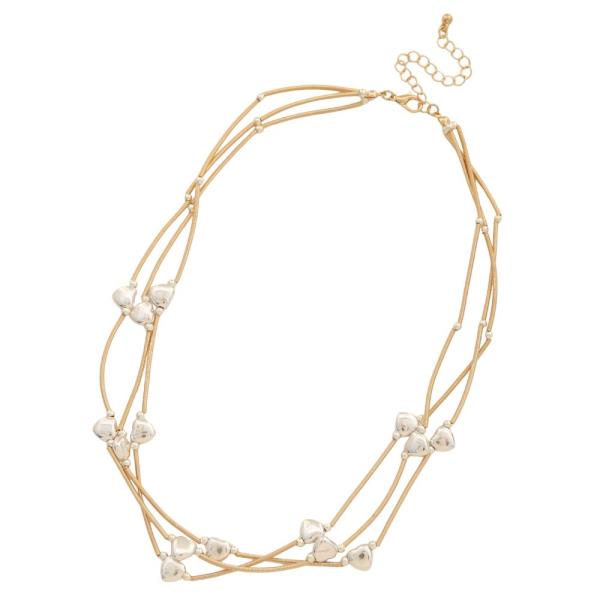TWO TONE HEART CHARM LAYERED NECKLACE