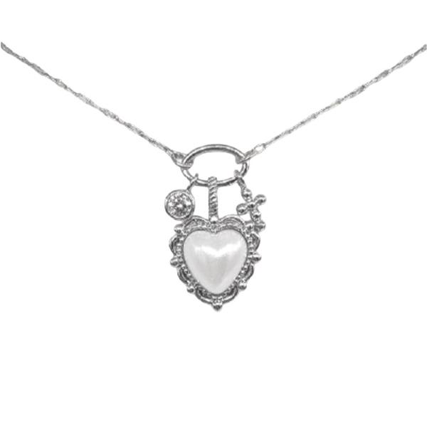 18K BRASS HEART AND CROSS CHARM NECKLACE