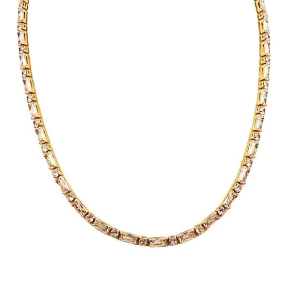 18K BRASS RHINESTONE TENNIS NECKLACE