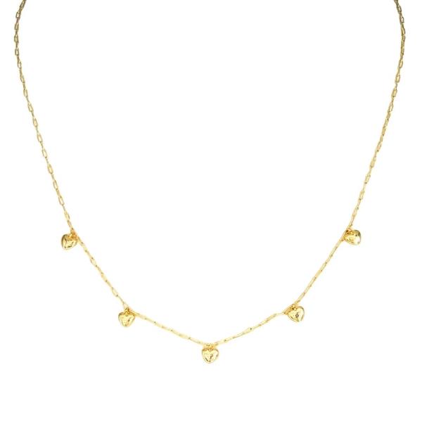 18K BRASS METAL HEART STATION NECKLACE