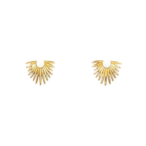 18K BRASS SUNBURST ACCENT EARRING