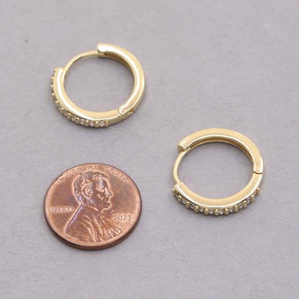 RHINESTONE EDGE HOOP GOLD DIPPED EARRING