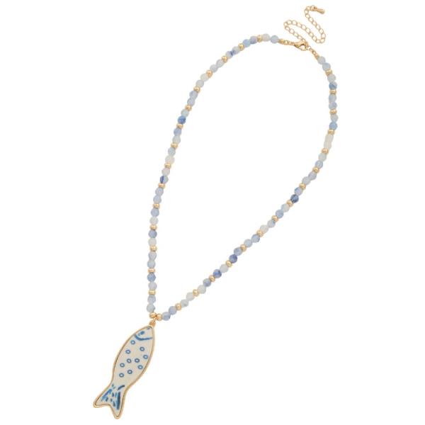 FISH CHARM BEADED NECKLACE