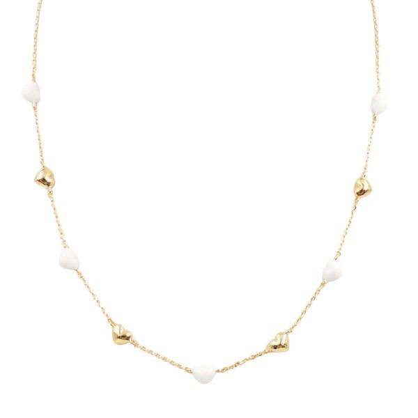 BEADED HEART STATION NECKLACE