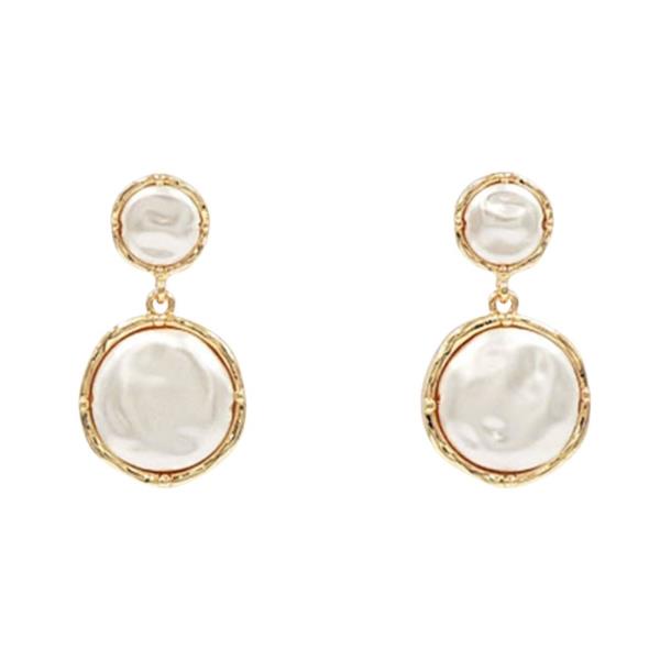 DOUBLE ROUND PEARL DANGLE EARRING