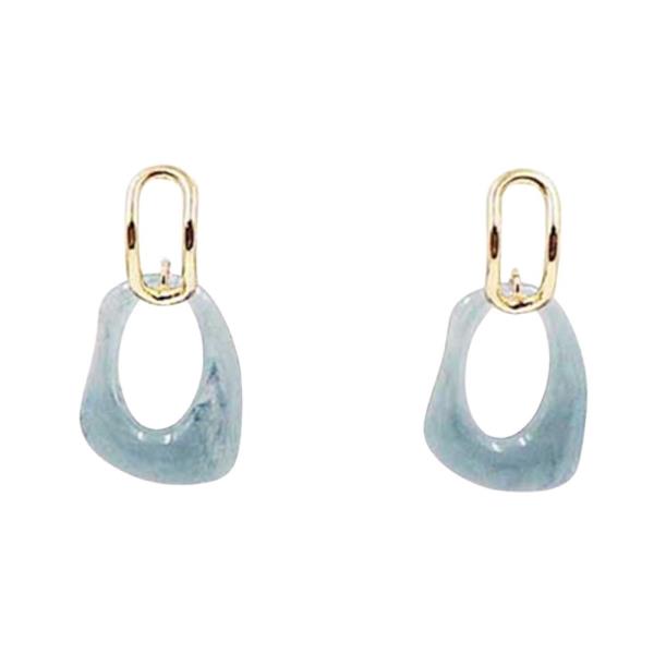 METAL ACRYLIC OVAL DROP HOOP EARRING