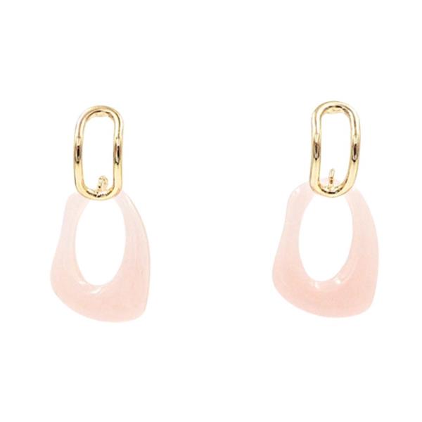 METAL ACRYLIC OVAL DROP HOOP EARRING