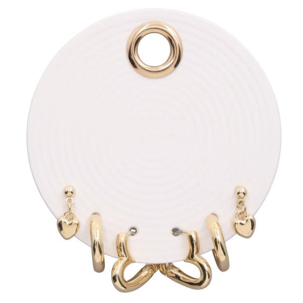 HEART SHAPE METAL ASSORTED EARRING SET