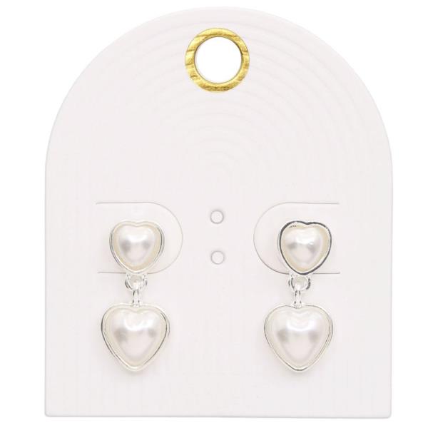 DOUBLE PEARL HEART LINK DANGLE EARRING