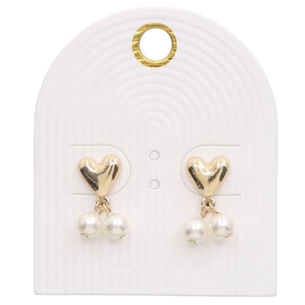 HEART PEARL BEAD DANGLE EARRING