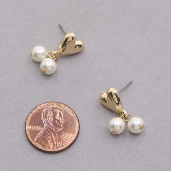 HEART PEARL BEAD DANGLE EARRING