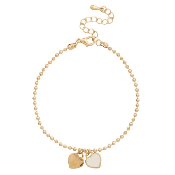 DOUBLE HEART CHARM BEADED BRACELET