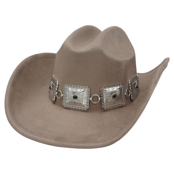 REC RIBBED BEAM CONCHO BAND MICROSUEDE COWBOY HAT
