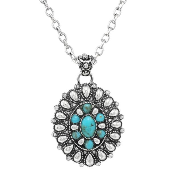 WESTERN CONCHO PENDANT METAL NECKLACE