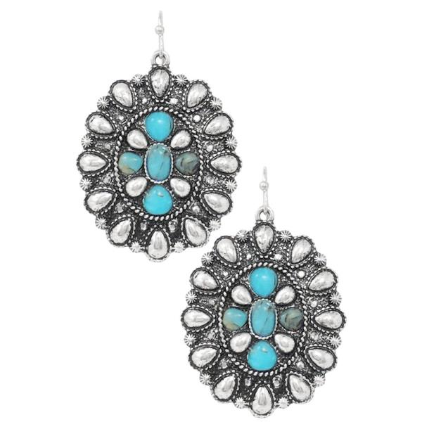 WESTERN CONCHO METAL DANGLE EARRING