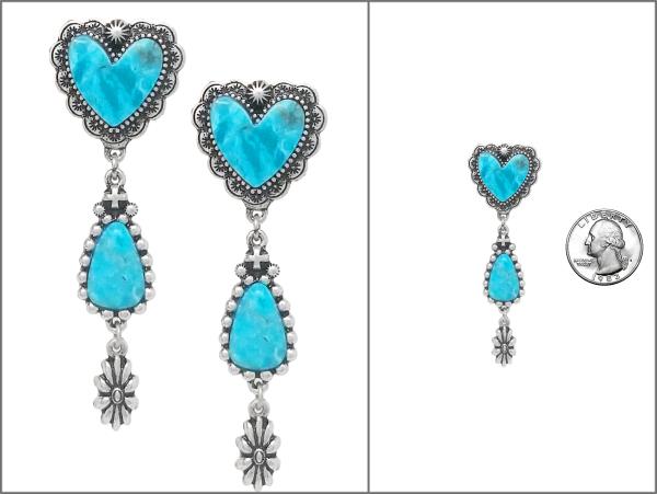 WESTERN STYLE DOUBLE HEART DANGLE EARRING