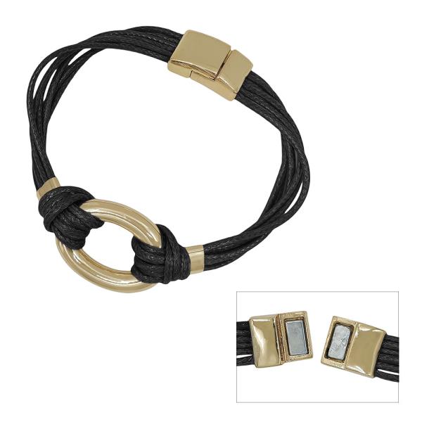 OVAL METAL MULTI CORD MAGNETIC BRACELET