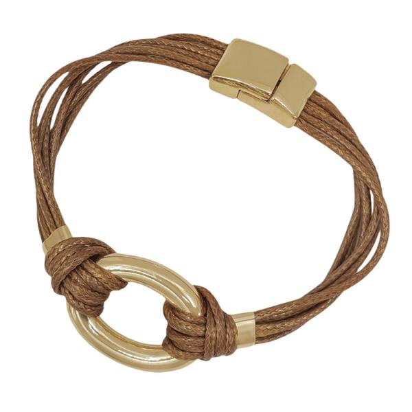 OVAL METAL MULTI CORD MAGNETIC BRACELET