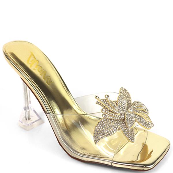 RHINESTONE CLEAR SLIDE HEEL 12 PAIRS