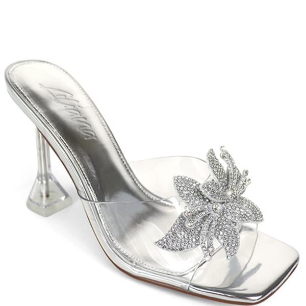 RHINESTONE CLEAR SLIDE HEEL 12 PAIRS