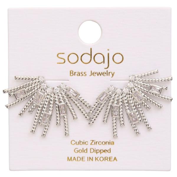 SODAJO TEXTURED CZ GOLD DIPPED EARRING