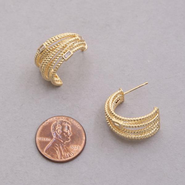 SODAJO TEXTURED MULTI HOOP OPEN HOOP EARRING