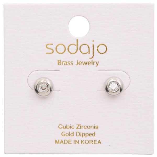 SODAJO ROUND METAL CZ GOLD DIPPED EARRING