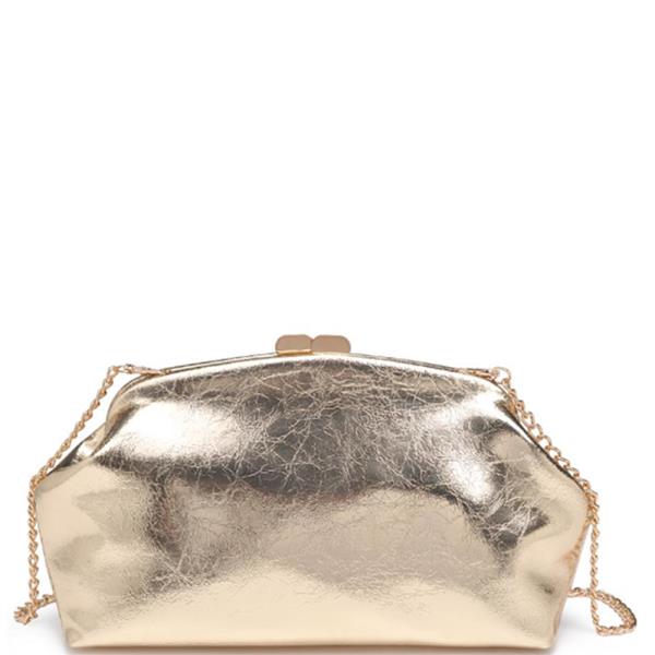 CAMILLE CRACKED LEATHER DESIGN CLUTCH BAG