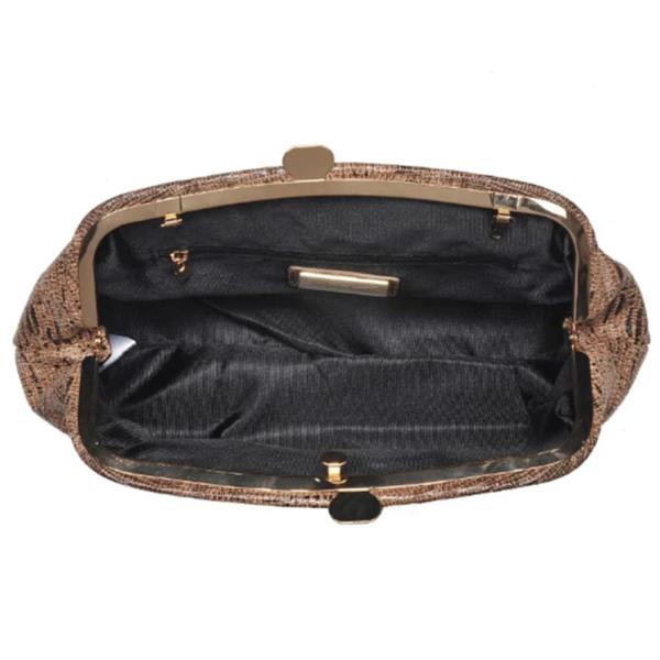 CAMILLE SNAKE PRINT CLUTCH BAG
