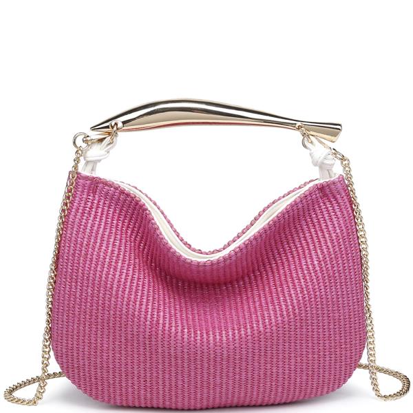 WOVEN METAL HANDLE CROSSBODY BAG