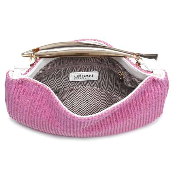 WOVEN METAL HANDLE CROSSBODY BAG