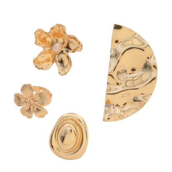 SDJ FLOWER METAL ASSORTED RING SET