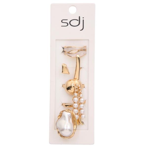SDJ PEARL BEAD METAL ASSORTED RING SET