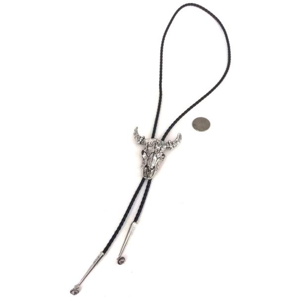 WESTERN COW SKULL SLIDE KNOT BOLO NECKLACE