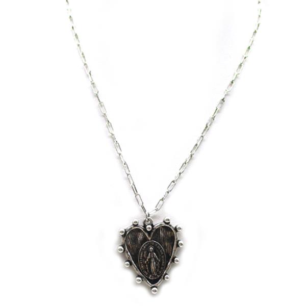 WESTERN HEART PENDANT METAL CHAIN NECKLACE