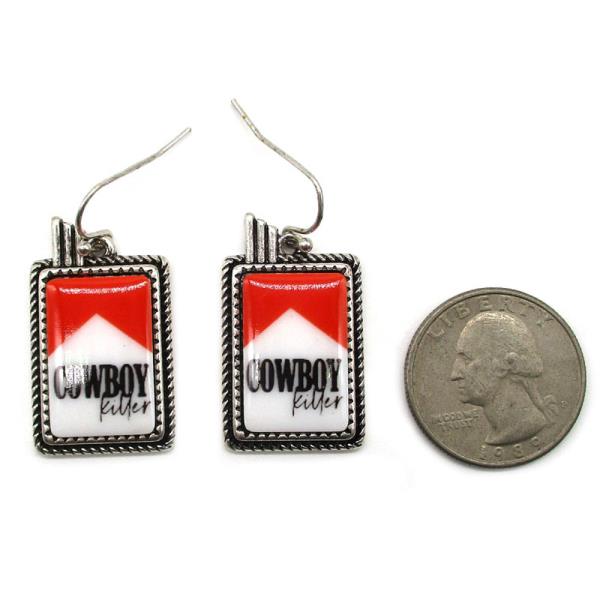 WESTERN RECTANGLE SHAPE COWBOY EARRING
