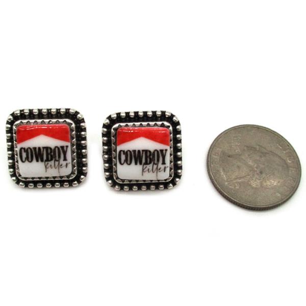 WESTERN COWBOY SQUARE POST EARRING