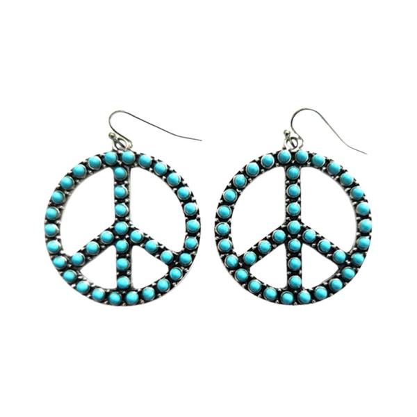 WESTERN TURQUOISE PEACE SIGN EARRING