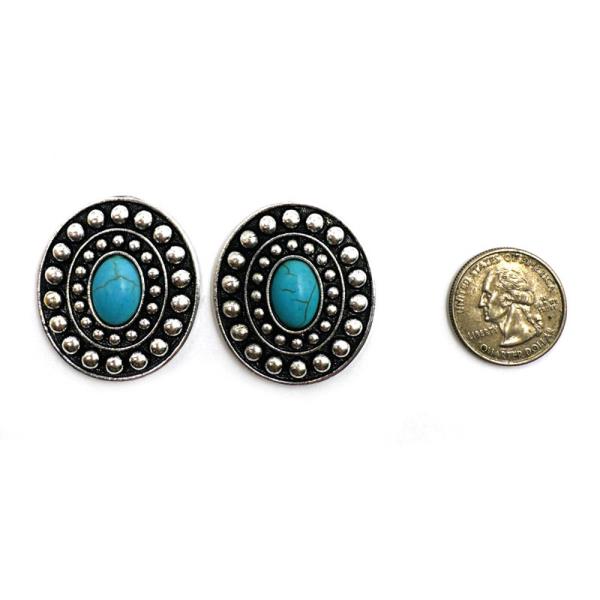 WESTERN TURQUOISE CONCHO EARRING