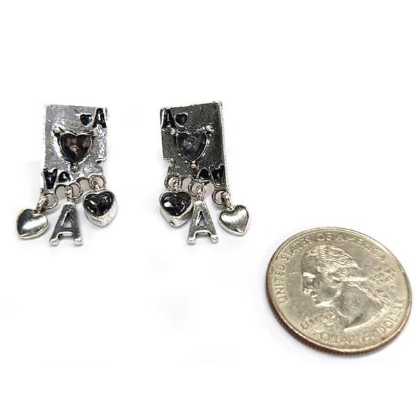 WESTERN ACE OF HEARTS CARD DANGLE EARRINGS